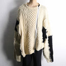 ''Re:make'' ivory × black knit zip cardigan