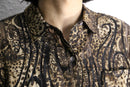 "chico’s" sheer ethnic leopard floral pattern shirt