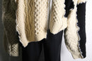 ''Re:make'' ivory × black knit zip cardigan