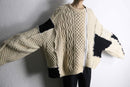 ''Re:make'' ivory × black knit zip cardigan