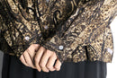 "chico’s" sheer ethnic leopard floral pattern shirt