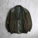 1990’s “SAXONY” green leather×knit double jacket