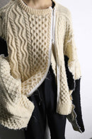 ''Re:make'' ivory × black knit zip cardigan