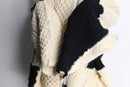 ''Re:make'' ivory × black knit zip cardigan