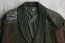 1990’s “SAXONY” green leather×knit double jacket