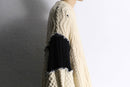 ''Re:make'' ivory × black knit zip cardigan