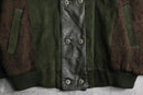 1990’s “SAXONY” green leather×knit double jacket