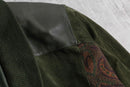 1990’s “SAXONY” green leather×knit double jacket