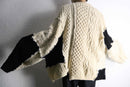 ''Re:make'' ivory × black knit zip cardigan