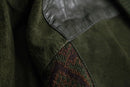 1990’s “SAXONY” green leather×knit double jacket