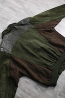 1990’s “SAXONY” green leather×knit double jacket