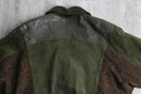 1990’s “SAXONY” green leather×knit double jacket
