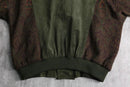 1990’s “SAXONY” green leather×knit double jacket