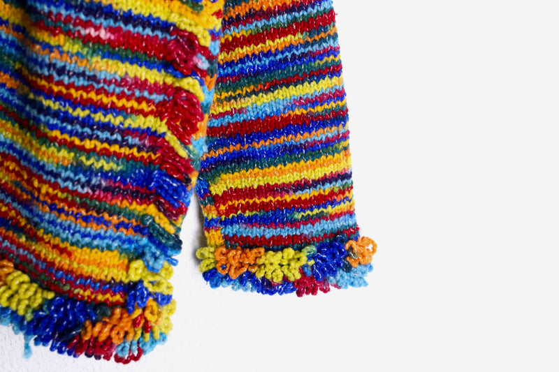 multi color zip-up knit jacket