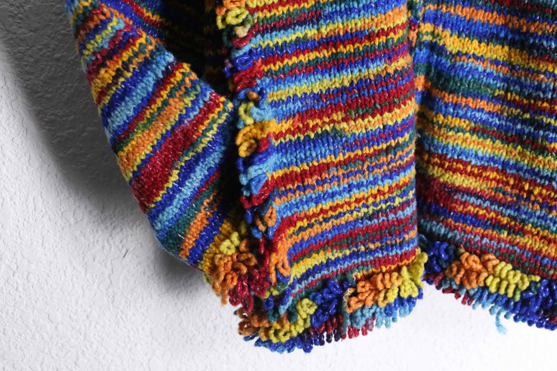 multi color zip-up knit jacket