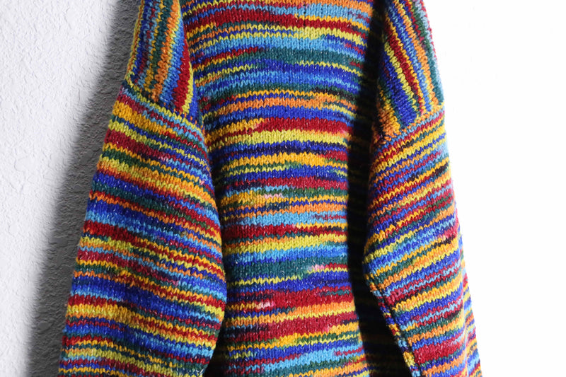 multi color zip-up knit jacket