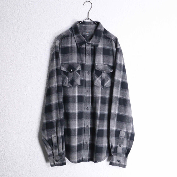 brush cotton black ombre check shirt