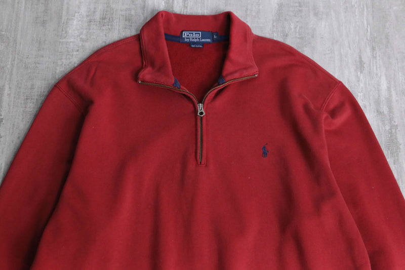 “Polo by RL” red color half zip sweat