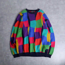 "BACHRACH" colorful random pattern cotton loose knit
