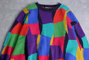 "BACHRACH" colorful random pattern cotton loose knit