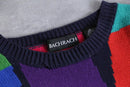 "BACHRACH" colorful random pattern cotton loose knit