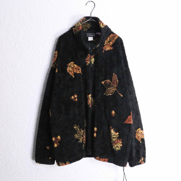 autumn leaf zip-up fleece