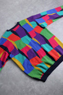 "BACHRACH" colorful random pattern cotton loose knit