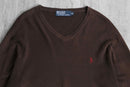 “Polo by Ralph Lauren” brown V-neck cotton knit
