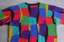 "BACHRACH" colorful random pattern cotton loose knit