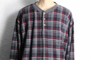 "Eddie Bauer" check henley neck cut and sew