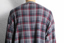"Eddie Bauer" check henley neck cut and sew