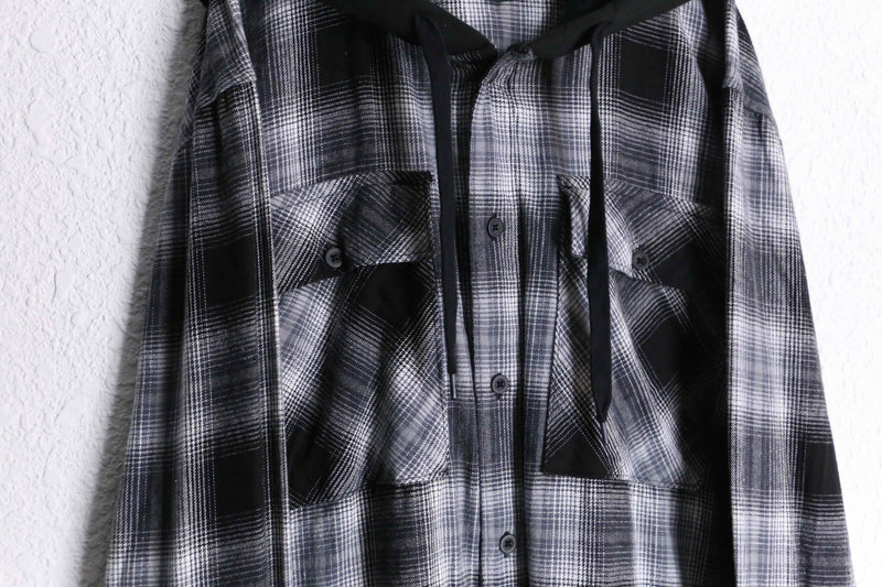 monotone check shirt foodie