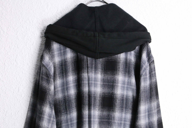 monotone check shirt foodie