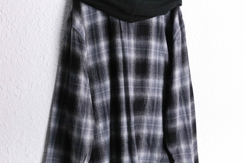 monotone check shirt foodie