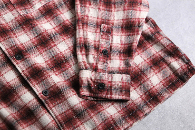 2000s PLAYBOY ombre check open collar nel shirt