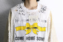 "Re:make" lace ribbon damage tee
