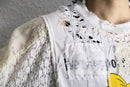 "Re:make" lace ribbon damage tee
