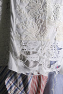 "Re:make" lace ribbon damage tee