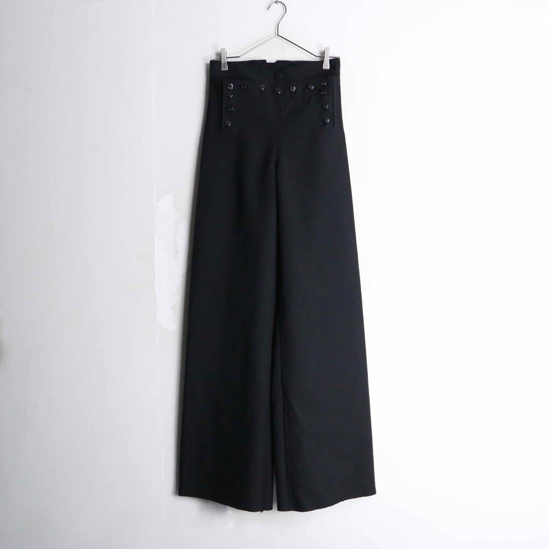 dark black color wool flare sailor pants