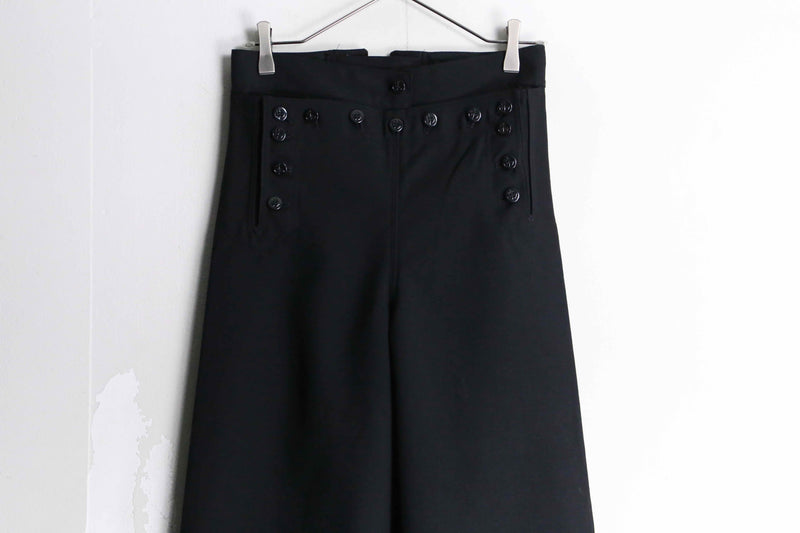 dark black color wool flare sailor pants