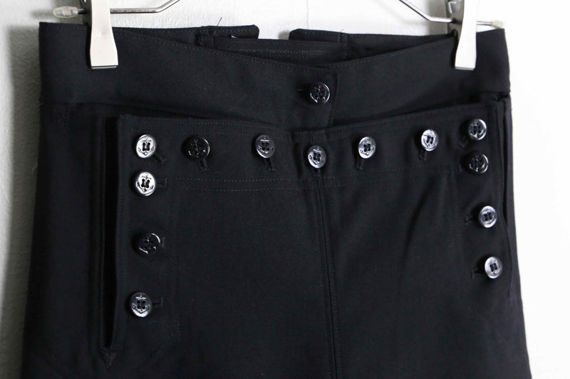 dark black color wool flare sailor pants