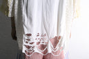 "Re:make" lace ribbon damage tee