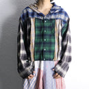 "Re:make" random check cropped hoodie shirt