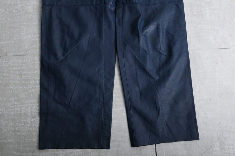 deep navy color wide tapered leather pants