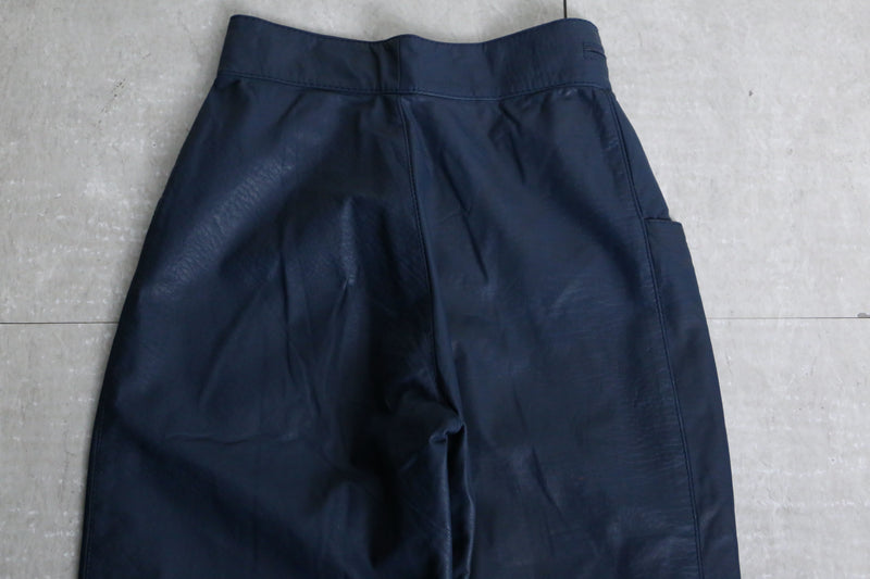 deep navy color wide tapered leather pants