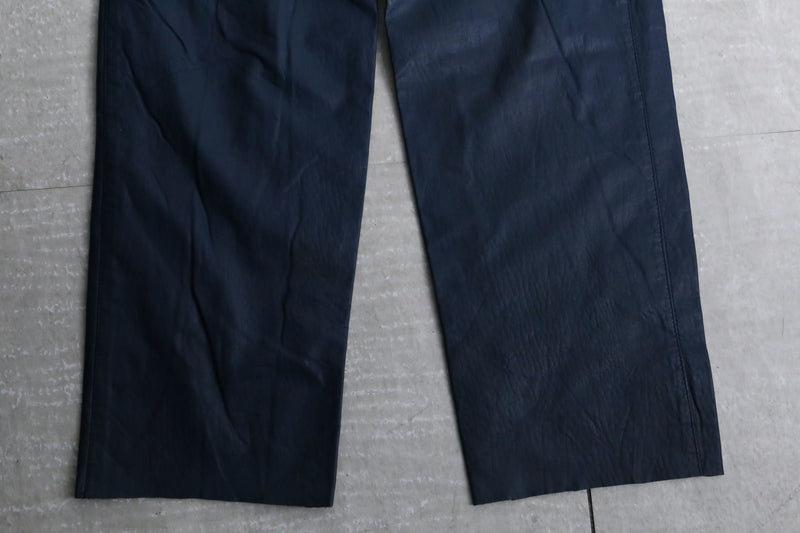 deep navy color wide tapered leather pants