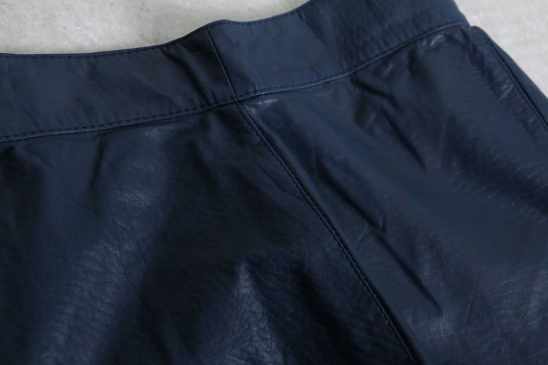 deep navy color wide tapered leather pants