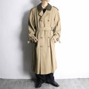 double collar beige long trench coat