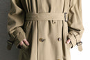 double collar beige long trench coat
