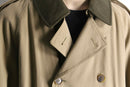double collar beige long trench coat